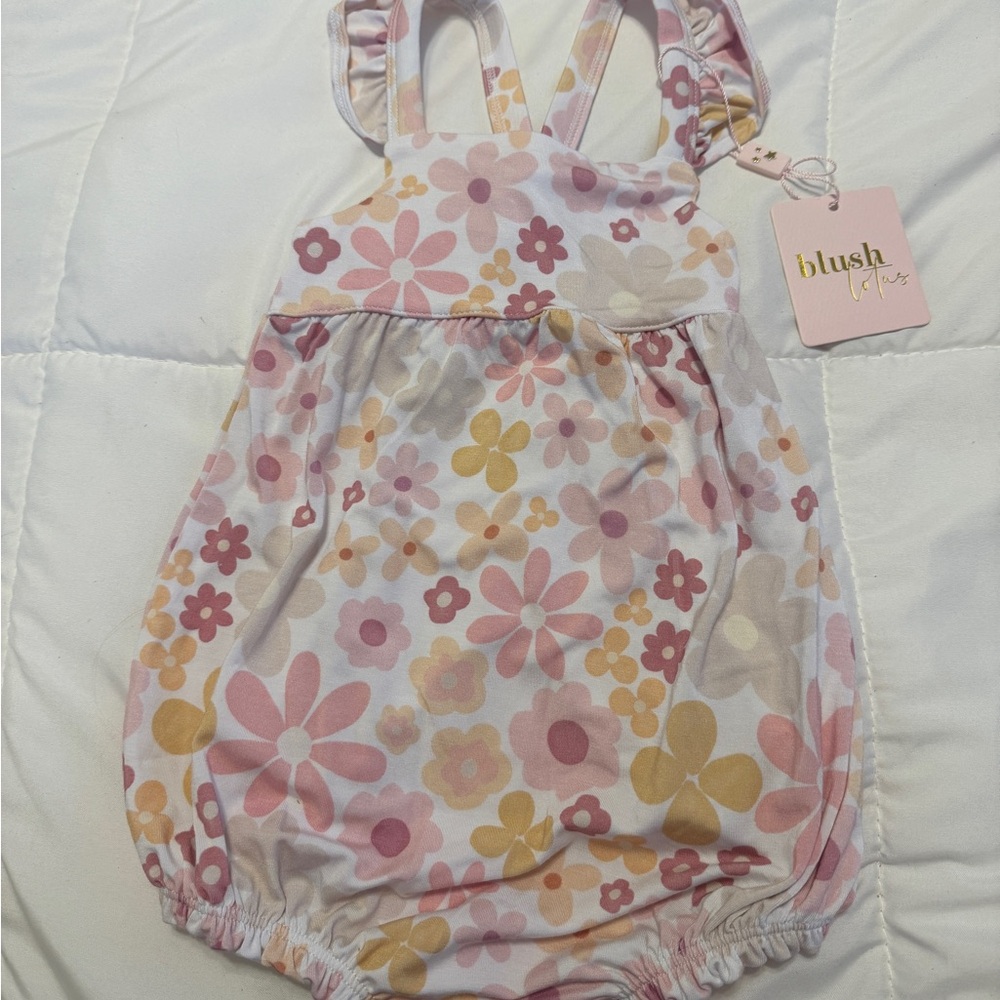 Blush Lotus Floral Romper - Pink, Yellow, White